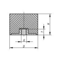 Graue Anschlagpuffer Typ E Ø20x25 M6 x 6 NK 55°Shore Stahl verzinkt