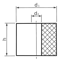 Hohlpuffer Typ HP-3 mit beidseitiger Metallscheibe Ø20/10,5x20 NK 65°Shore Stahl verzinkt