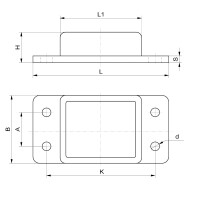 Abgerundete Anschlagschiene 120x45x250 mit 4 Befestigungslöchern NK 55°Shore