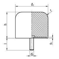 Gummipuffer Typ KRA-D Ø100x80 M12x37 NK 55° Shore Stahl verzinkt