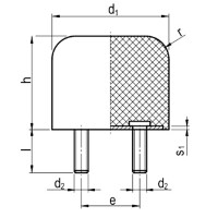 Gummipuffer Typ KRA-DD Ø100x80 2xBolzen M12x37 NK 55° Shore Stahl verzinkt