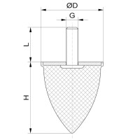 Parabelpuffer Typ PD Ø15x22 M4x10 NK 55° Shore Stahl verzinkt