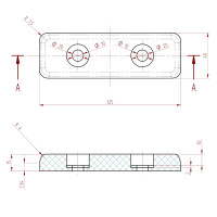 Rammpuffer mit zwei Löchern 125x40x15mm SBR 70°Shore