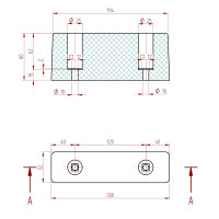 Rammpuffer mit zwei Löchern 200x52x80mm SBR 70°Shore