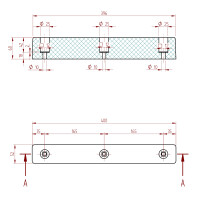 Rammpuffer mit drei Löchern 400x52x60mm SBR 70°Shore