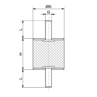 Silikon-Edelstahl-Puffer Typ A Ø30x25 M8x20 55°Shore (rot) Edelstahl A4