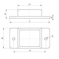 Abgerundete Anschlagschiene 50x70x130 mit 2 Befestigungslöchern NK 55°Shore